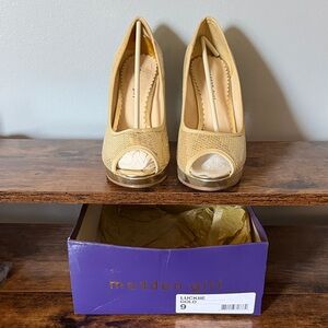 Madden Girl Gold Peep Toe Platform Heels